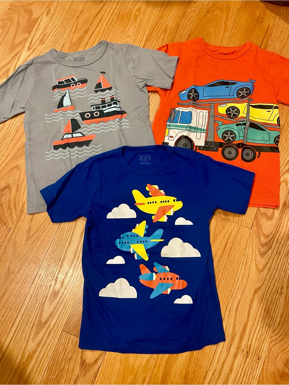The Children's Place 3 Tees: Airplane, Truck & Boats